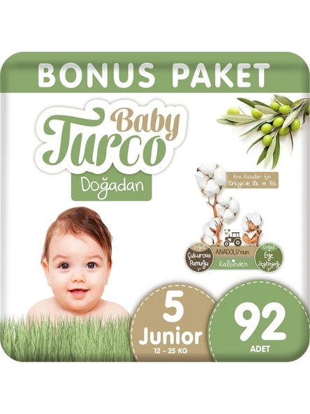 Baby Turco Doğadan 5 Numara Junior 92'li Bebek Bezi ürün görseli 1