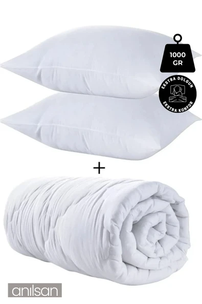 Çift Kişilik Silikon Yorgan +2 Mikrofiber Yastık Seti 1000GR ürün görseli 1