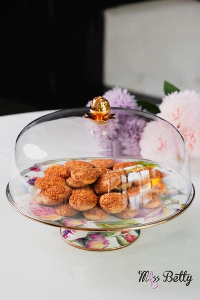Miss Betty Emaye Ayaklı 30 Cm Kek Fanusu Rose Deluxe ürün görseli 1