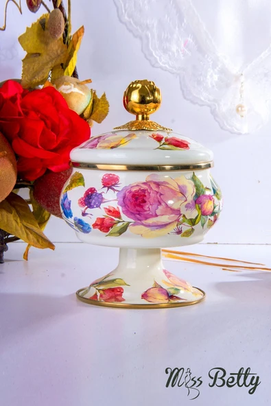 Miss Betty Rose Deluxe Ayaklı 18 Cm Emaye Şekerlik ürün görseli 1