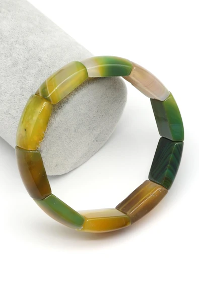 Yeşil Madagaskar Akik Doğal Taş Bileklik 15 x 23 mm Özel Kesim ürün görseli 1