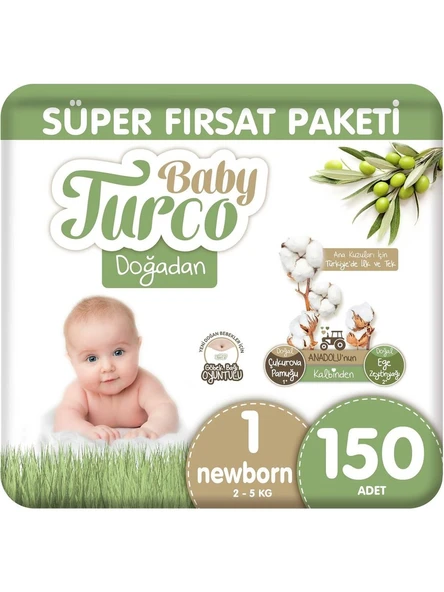 Baby Turco Doğadan 1 Numara Yenidoğan 150'li Bebek Bezi ürün görseli 1
