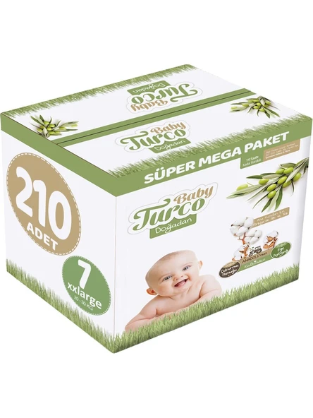Baby Turco Doğadan 7 Beden XX Large 210'lu Bebek Bezi ürün görseli 1