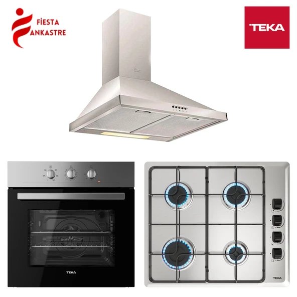 TEKA CHEF 1 INOX ANKASTRE SET ( HE 715 SS FIRIN + HLX 640 İNOX OCAK + DF 60 DAVLUMBAZ ) ürün görseli 1