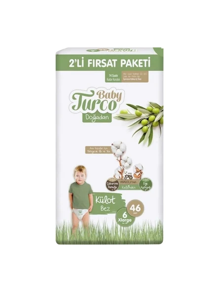 Baby Turco Doğadan 6 Numara XLarge 46'lı Külot Bez ürün görseli 1