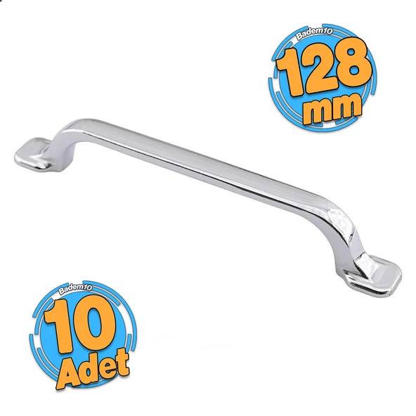 10 Adet Zümre Düz Mobilya Mutfak Dolabı Çekmece Dolap Kapak Kulpu Kulb Kulbu Krom 128 Mm Metal Kulp ürün görseli 1