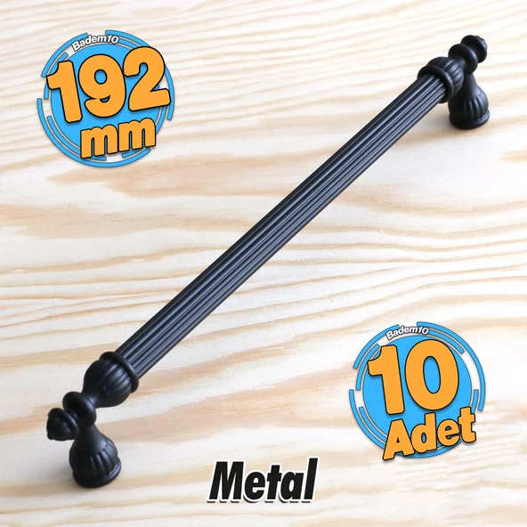 10 Adet Şah Kulp Mobilya Mutfak Dolabı Çekmece Dolap Kulpları Kapak Kulpu Kulbu Siyah 192 mm Metal ürün görseli 1