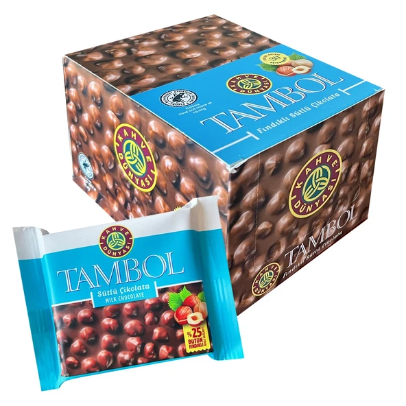 Kahve Dünyası Tambol Tam Fındıklı Sütlü Çikolata 77 gr x 10 Adet ürün görseli 1