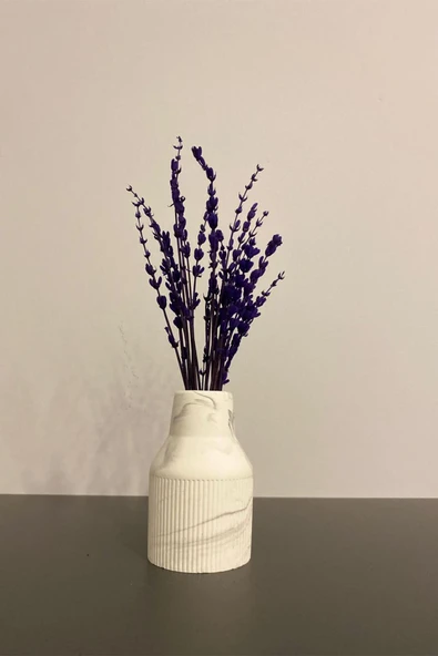 Mini Mermer Desen Çizgili İskandinav Vazo Biblo 7X10 Cm ürün görseli 1