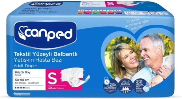 Canped Tekstil Yüzeyli Belbantlı Küçük Boy S 30'lu 2 Adet Hasta Bezi ürün görseli 1
