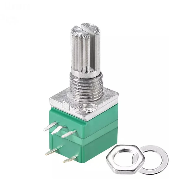 Alkatronik 5 Pin 10kohm Potansiyometre B10K Anahtarlı Pot Tırtıklı 15mm Döner Ayarlanabilir Direnç Ses Parlakl ürün görseli 1