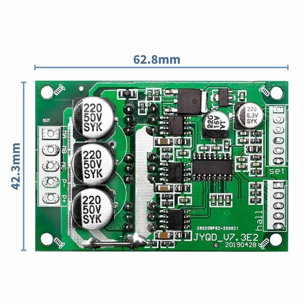 Alkatronik DC 12V 36V 15A 500W Fırçasız Soğutucusuz Motor Sürücü Pwm Bldc Kontrol Kartı JYQD-V7.3E2 120 Derece ürün görseli 1