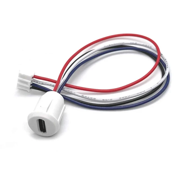 Alkatronik Type C Panel Montaj Dişi Soket 4 Pin 15cm Kablolu Beyaz Uzatma USB 3.1 Konnektör Araba Kamera Oyunc ürün görseli 1