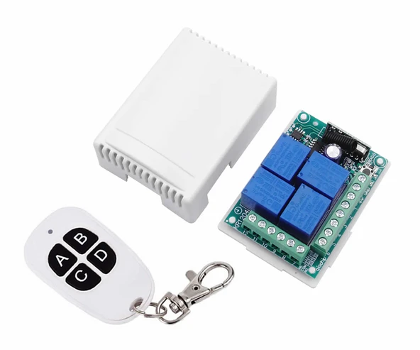 Alkatronik 433MHz RF 4 Kanal Röle Modül DC 12V 4 Buton Kumanda Kablosuz Motor Pompa Fan Lamba Perde Akıllı Ev ürün görseli 1