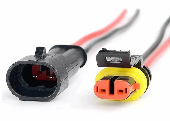 Alkatronik 2 Pin Kablolu Su Geçirmez Konnektör Çift IP65 200mm Kilitli Erkek Dişi Kolay Bağlantı Soketi ürün görseli 1