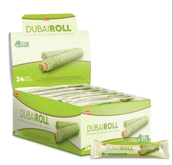 Elvan Dubai Roll Gofret 18 Gr. 24 Adet (1 Kutu) ürün görseli 1
