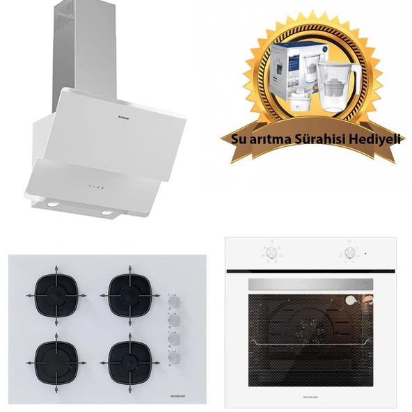 Silverline Beyaz Cam Ankastre Set 3490 - CS5665W01 65cm Ocak - BO6501W01 ürün görseli 1