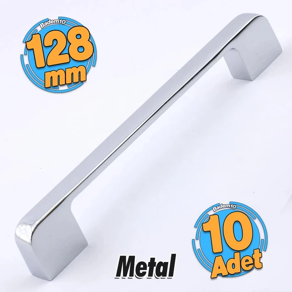 10 Adet Arel Kulp Mobilya Mutfak Dolabı Çekmece Dolap Kulpları Kapak Kulpu Kulbu Krom Renk 128 mm Metal ürün görseli 1