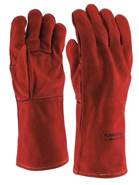 Kırmızı Deri Kaynakçı Eldiveni Aran Rock Safety Flamefox R-6A ürün görseli 1