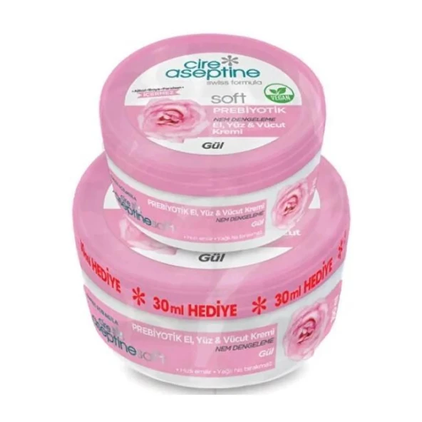 Cire Aseptine Soft Prebiyotik Gül Özlü Nemlendirici Krem 100 ml + 30 ml ürün görseli 1