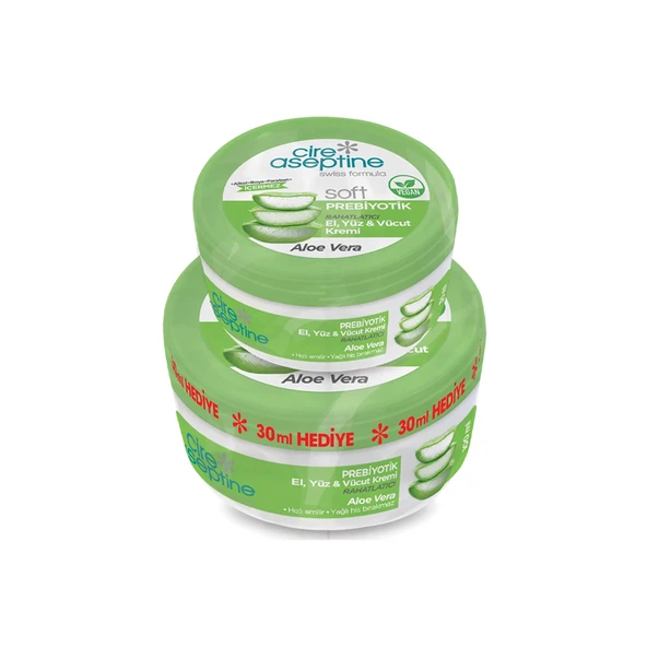 Cire Aseptine Soft Aloe Vera Özlü Rahatlatıcı Prebiyotikli Krem 100 ml + 30 ml ürün görseli 1