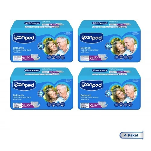 Canped Tekstil Yüzeyli Belbantlı Ekstra Büyük Boy XL 30'lu 4 Adet Hasta Bezi ürün görseli 1