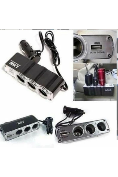 Moss 3 Port 1 Usb Oto Araç Çakmaklık Çoğaltıcı Soket Çoklayıcı 12v ürün görseli 1