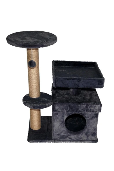 Dubex 39x72x87 cm Kedi Oyun Evi ve Tırmalama Platformu Gri ürün görseli 1