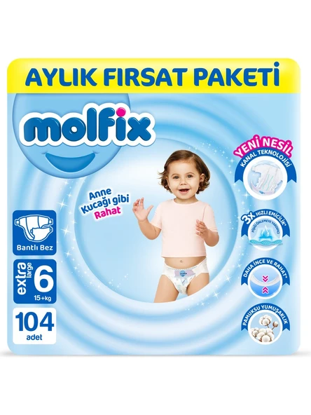 Molfix 6 Numara Extra Large 104'lü Bebek Bezi ürün görseli 1