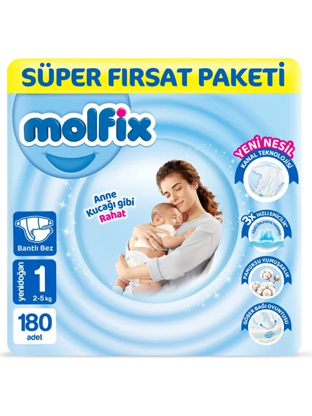 Molfix 1 Numara Yenidoğan 180'li Bebek Bezi ürün görseli 1