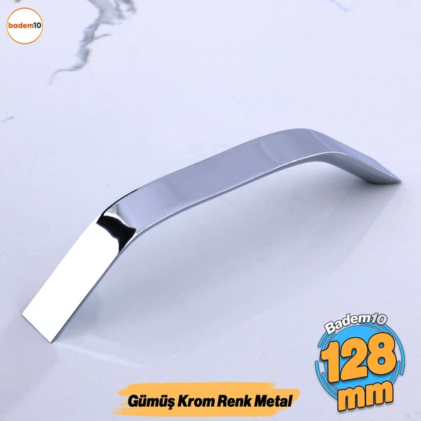 Şahin Krom Gümüş Metal Kulp 128 mm  12.8 cm Mobilya Çekmece Mutfak Dolabı Dolap Kulpları Kulbu Kulpu ürün görseli 1