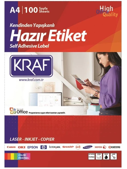 KRAF LASER ETIKET 210x297 (1x100=100) (2000)HB1000 ürün görseli 1
