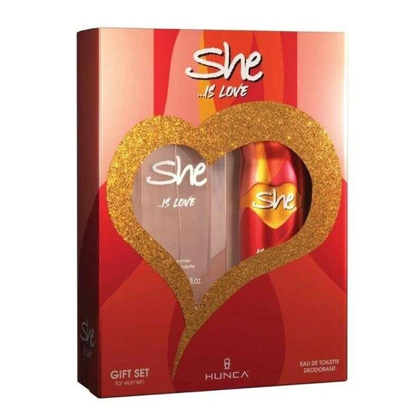 She Is Love Kadın Parfüm Seti EDT 50 ml + Deodorant 150 ml ürün görseli 1