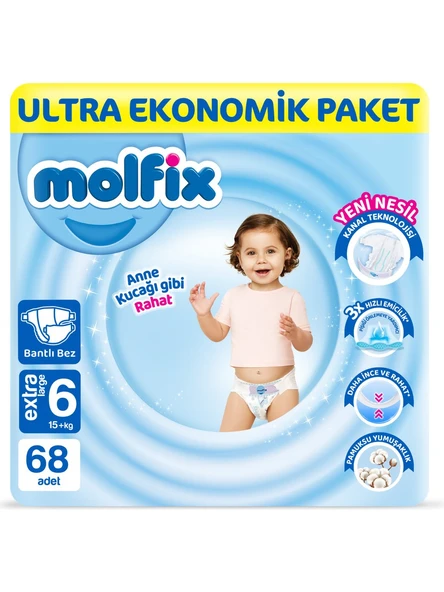 Molfix 6 Numara Extra Large 68'li Bebek Bezi ürün görseli 1