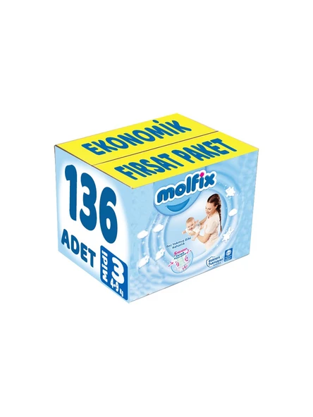 Molfix 3 Numara Midi 136'lı Bebek Bezi ürün görseli 1