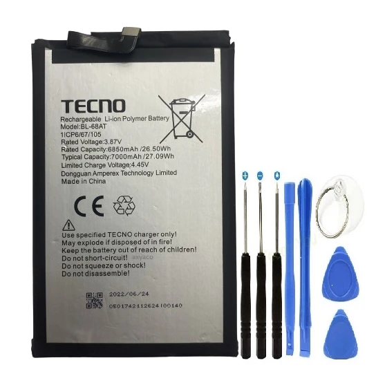 Tecno Pavo 2 Pil Batarya BL-68AT+Tamir Set 7000 mAh ürün görseli 1