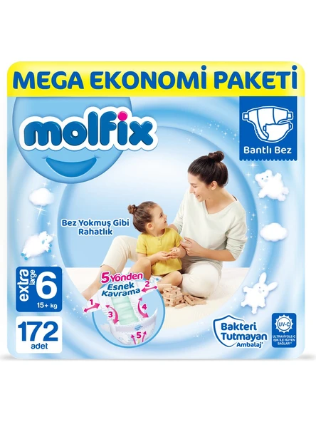 Molfix 6 Beden Extra Large 172'li Bebek Bezi ürün görseli 1