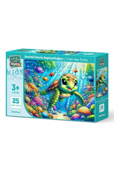 Art Puzzle Art Çocuk Sevimli Deniz Kaplumbağası 25 Parça Puzzle ürün görseli 1