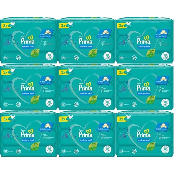 Prima Islak Havlu Mendil Temiz ve Ferah (Bitki Bazlı) 27 Li Set (9PK*3) 1404 Yaprak ürün görseli 1