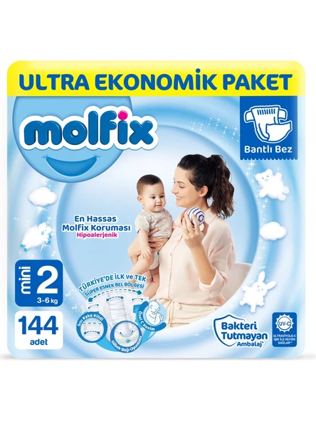 Molfix 2 Beden Mini 144'lü Bebek Bezi ürün görseli 1