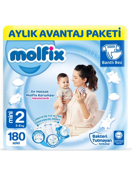 Molfix 2 Numara Mini 180'li Bebek Bezi ürün görseli 1