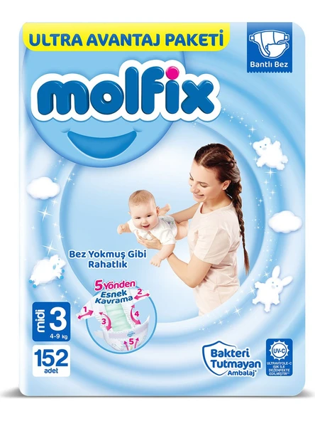 Molfix 3 Numara Midi 152'li Bebek Bezi ürün görseli 1