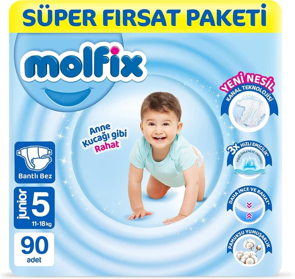 Molfix 5 Numara Junior 90'lı Bebek Bezi ürün görseli 1
