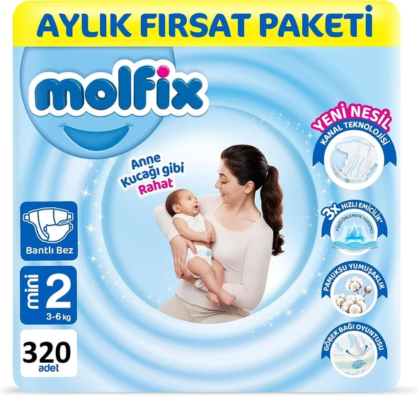 Molfix 2 Beden Mini 320'li Bebek Bezi ürün görseli 1