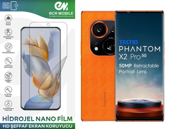 Tecno Phantom X2 Pro ile Uyumlu Hidrojel Ekran Koruyucu Film HD-ŞEFFAF(Tempered Cam Değildir!) ürün görseli 1
