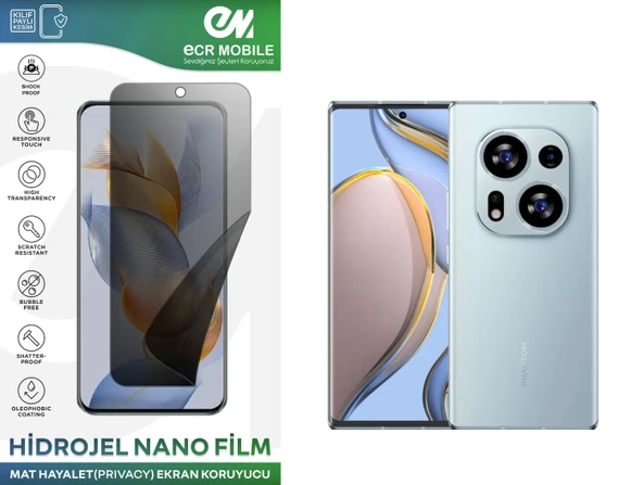 Tecno Phantom X2 Uyumlu Hidrojel Nano Ekran Koruyucu Film HAYALET(Privacy)Tempered Cam Değildir ürün görseli 1