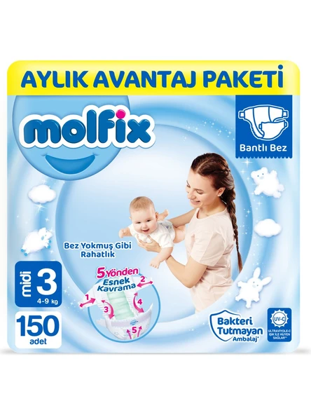 Molfix 3 Numara Midi 150'li Bebek Bezi ürün görseli 1