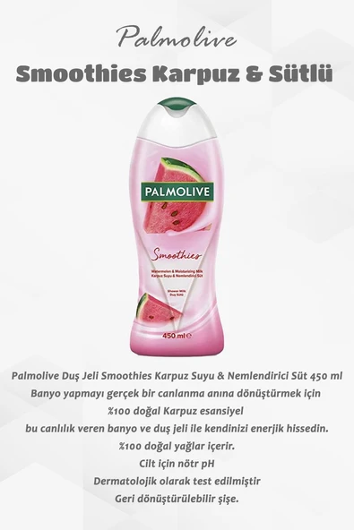 450 Ml Duş Jeli Smoothies Karpuz Ve Sütlü 5 Al 4 Öde - Resim 2