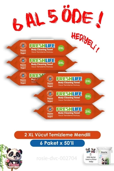 6 Al 5 Öde 50'li 2 XL Vücut Temizleme Havlusu ürün görseli 1
