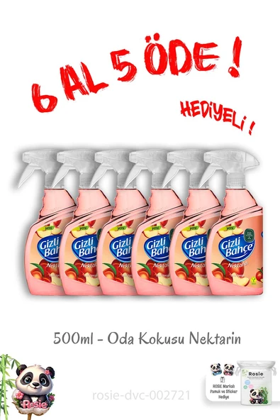 500 ML Gizli Bahçe Oda Kokusu Nektarin 6 Al 5 Öde ve Rosie Hediye ürün görseli 1